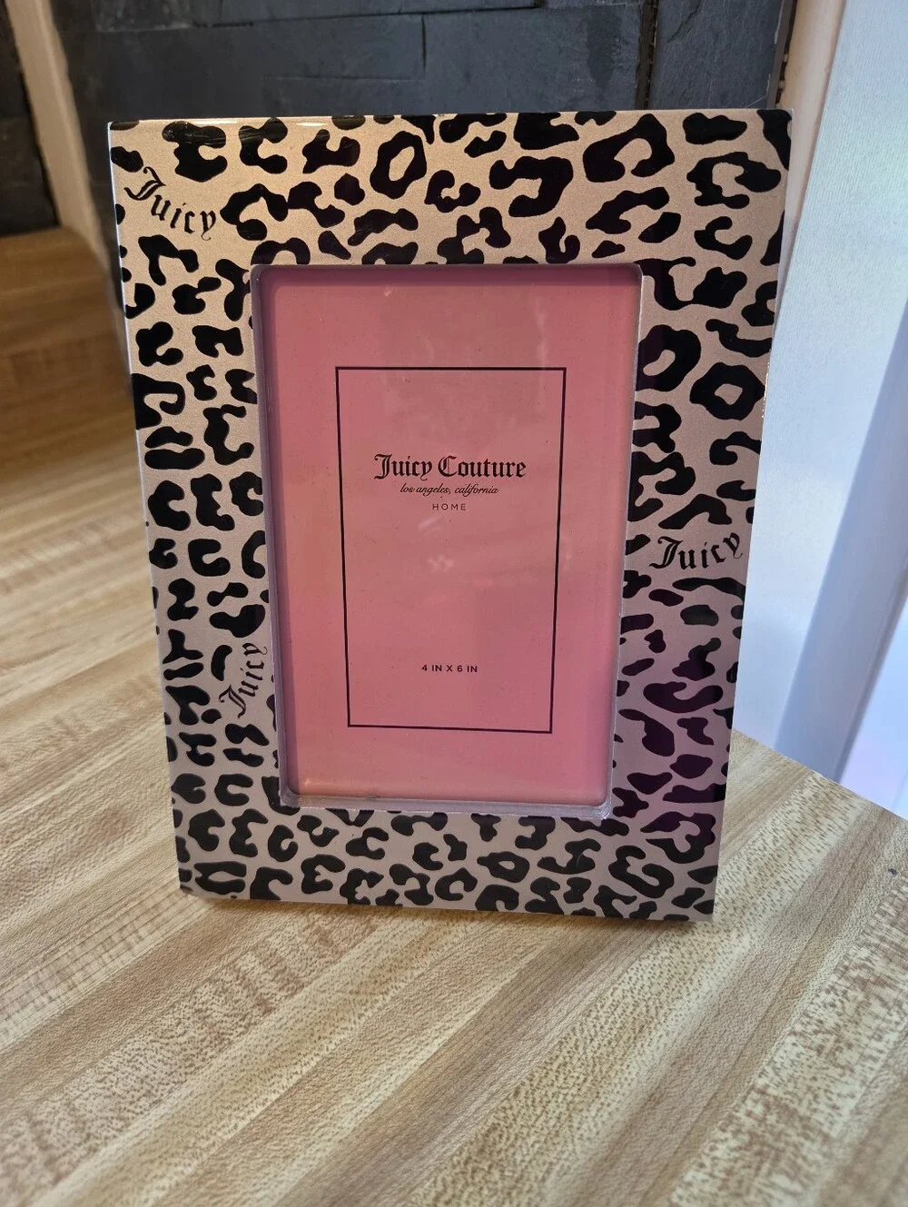Juicy Couture NWT Leopard 4×6 Inch Picture Frame -Silver & Black